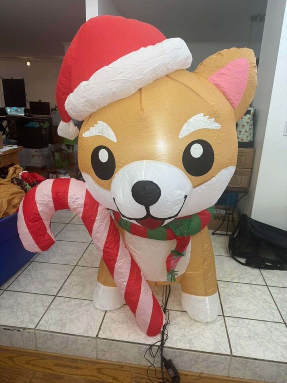 5.2ft GOOSH Inflatable Christmas Shiba Inu Dog With Candy Cane